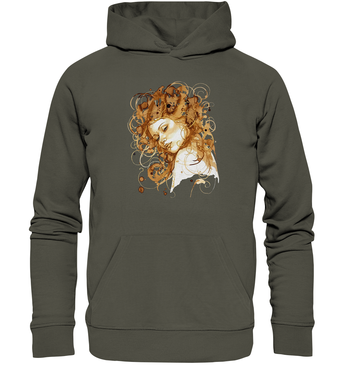 Kaffeemotiv Portrait mit goldenen Haaren - Organic Hoodie