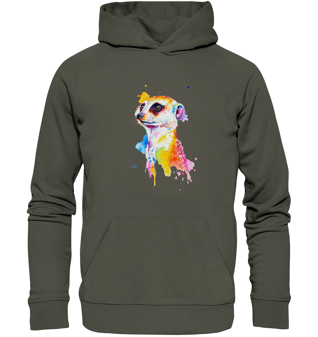 Motiv farbenfrohes Erdmännchen - Organic Hoodie