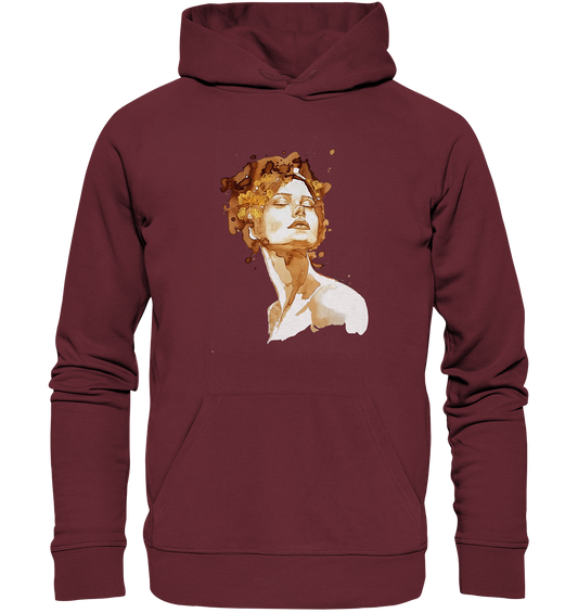 Kaffeemotiv Portrait mit Ginko - Organic Hoodie