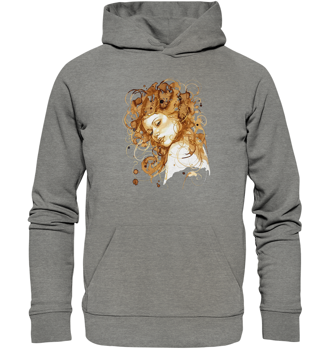 Kaffeemotiv Portrait mit goldenen Haaren - Organic Hoodie