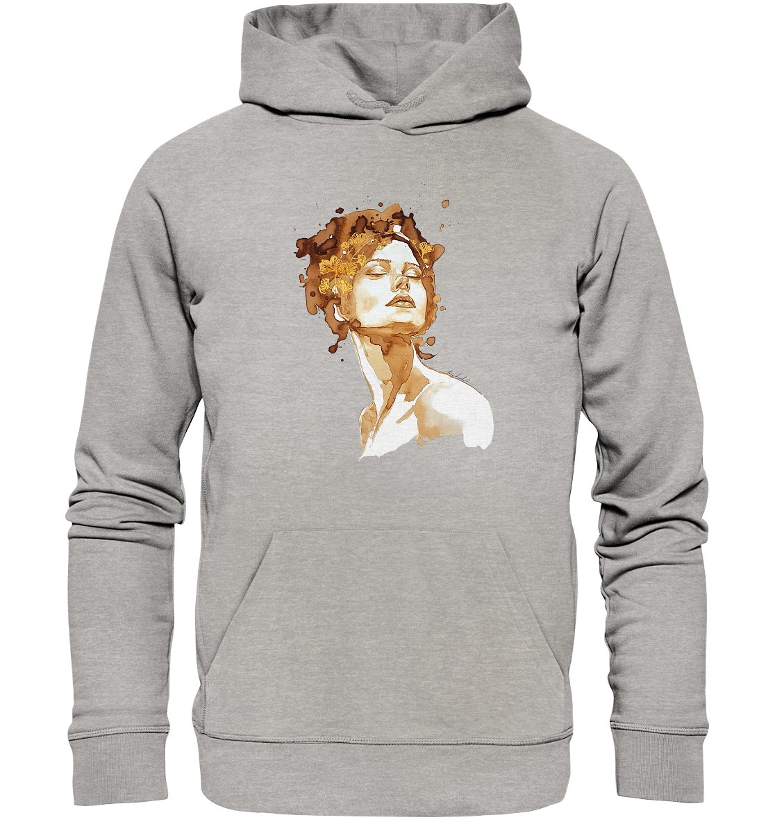 Kaffeemotiv Portrait mit Ginko - Organic Hoodie