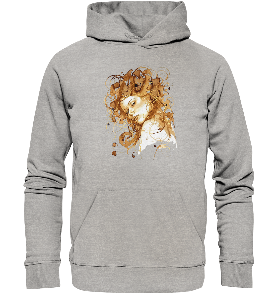 Kaffeemotiv Portrait mit goldenen Haaren - Organic Hoodie