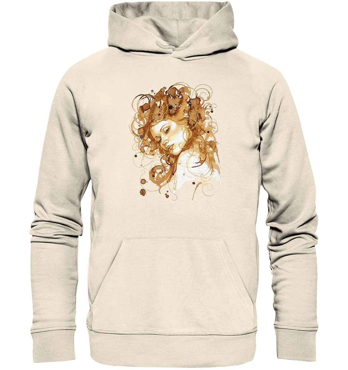 Kaffeemotiv Portrait mit goldenen Haaren - Organic Hoodie