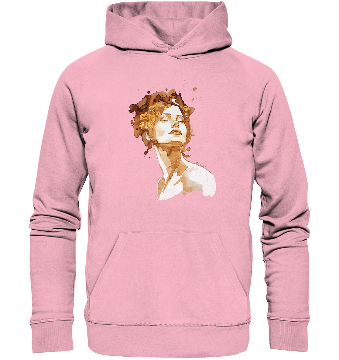 Kaffeemotiv Portrait mit Ginko - Organic Hoodie