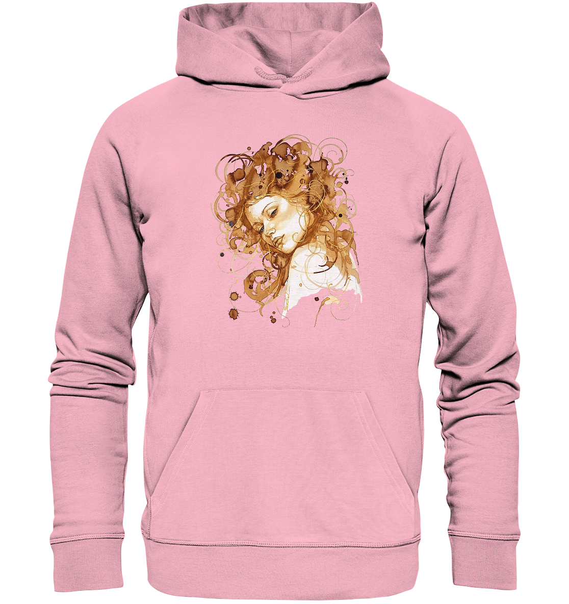 Kaffeemotiv Portrait mit goldenen Haaren - Organic Hoodie