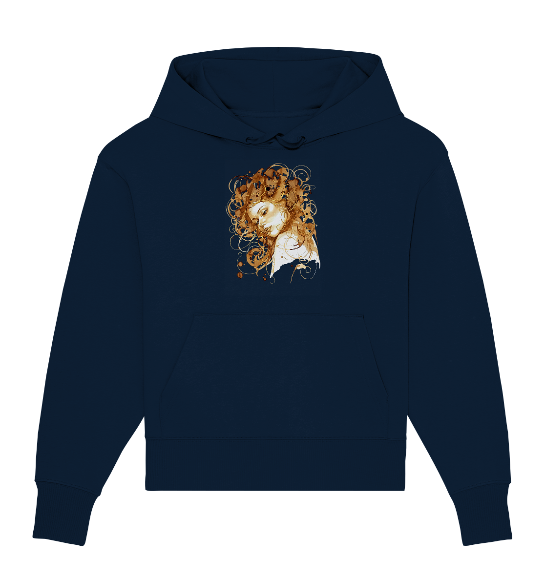 Kaffeemotiv Portrait mit goldenen Haaren - Organic Oversize Hoodie