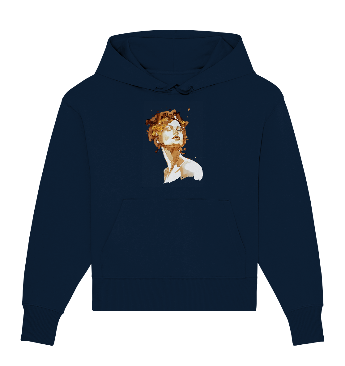 Kaffeemotiv Portrait mit Ginko - Organic Oversize Hoodie