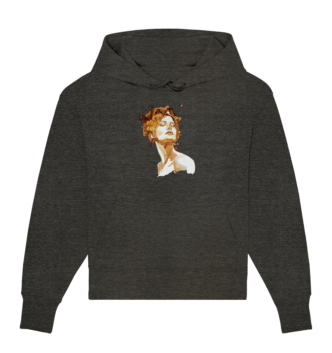 Kaffeemotiv Portrait mit Ginko - Organic Oversize Hoodie