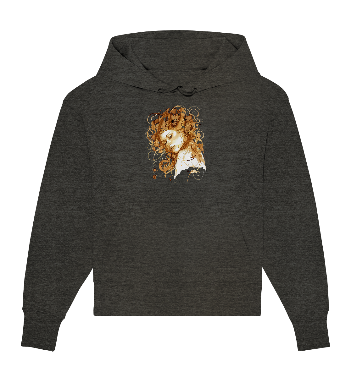 Kaffeemotiv Portrait mit goldenen Haaren - Organic Oversize Hoodie