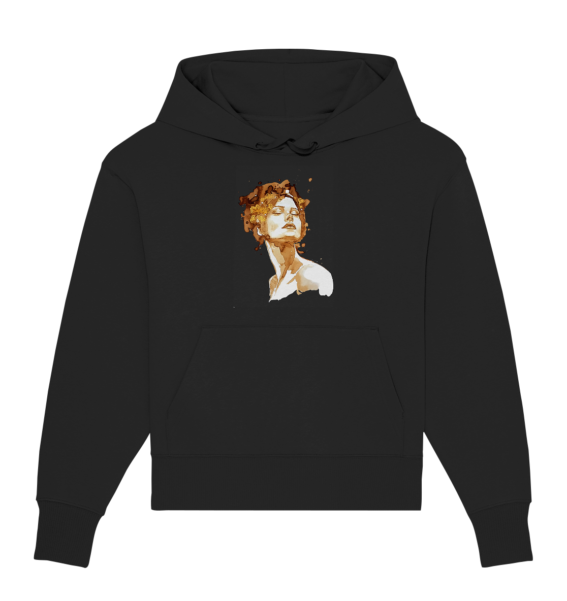 Kaffeemotiv Portrait mit Ginko - Organic Oversize Hoodie