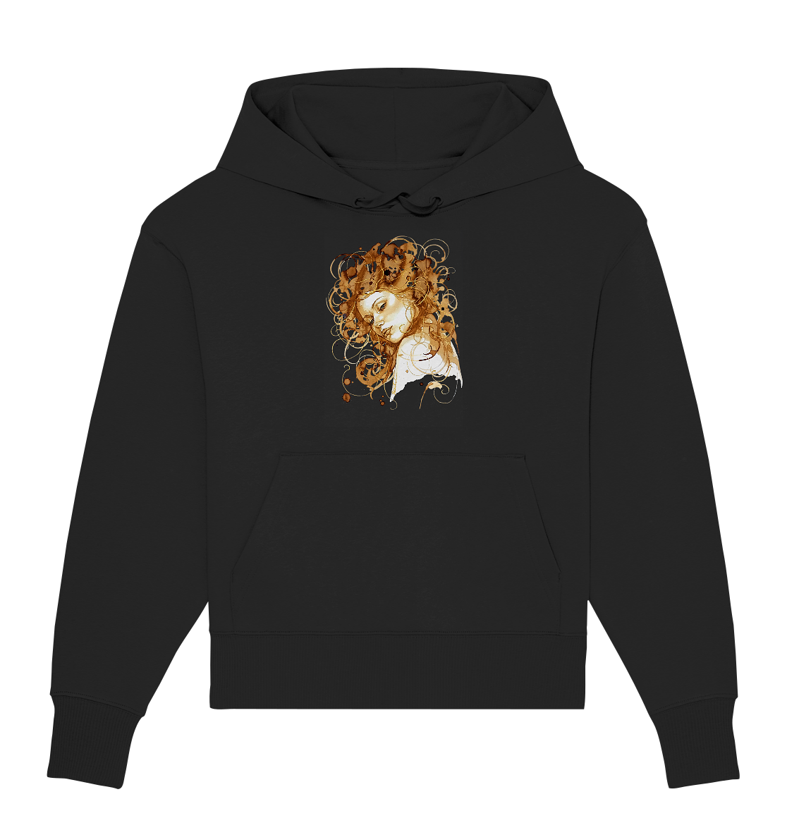 Kaffeemotiv Portrait mit goldenen Haaren - Organic Oversize Hoodie