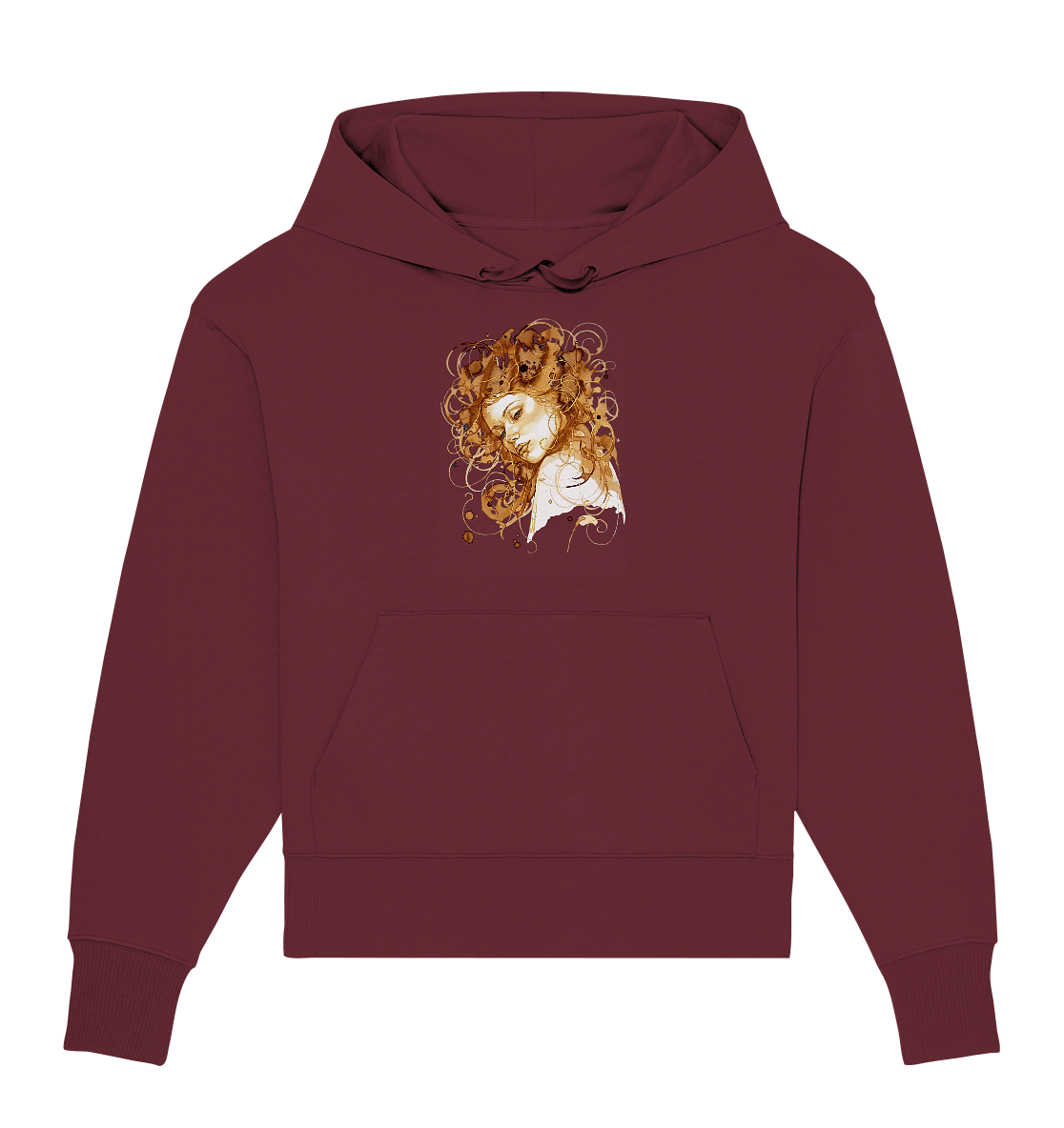 Kaffeemotiv Portrait mit goldenen Haaren - Organic Oversize Hoodie