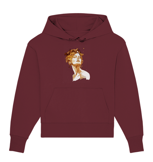 Kaffeemotiv Portrait mit Ginko - Organic Oversize Hoodie