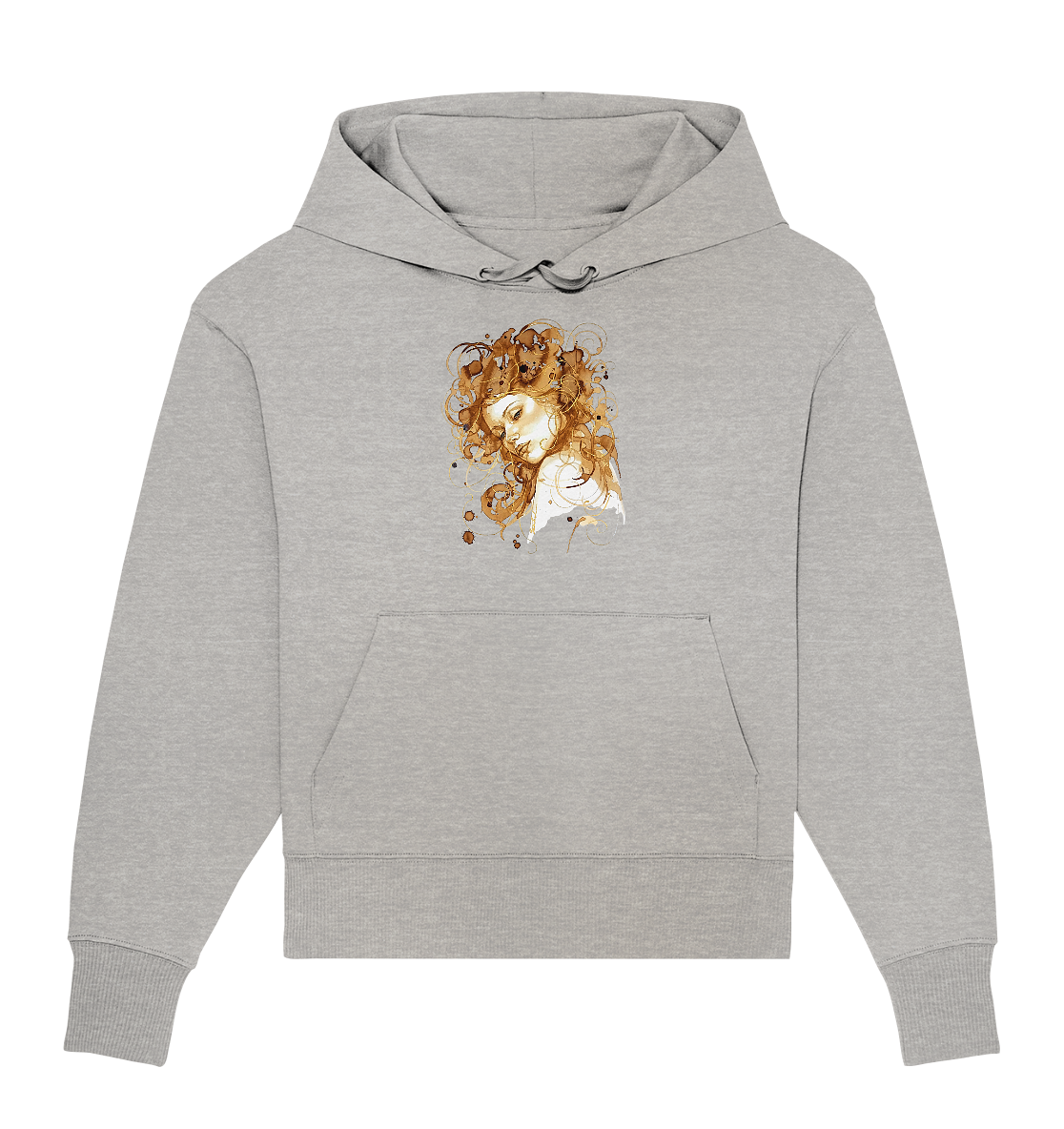 Kaffeemotiv Portrait mit goldenen Haaren - Organic Oversize Hoodie