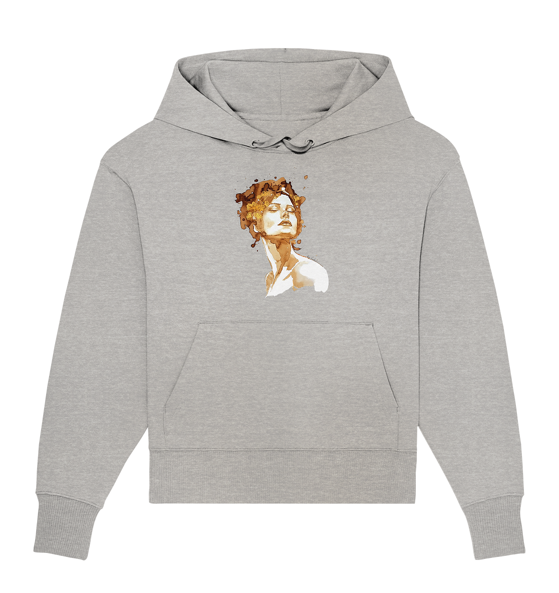 Kaffeemotiv Portrait mit Ginko - Organic Oversize Hoodie