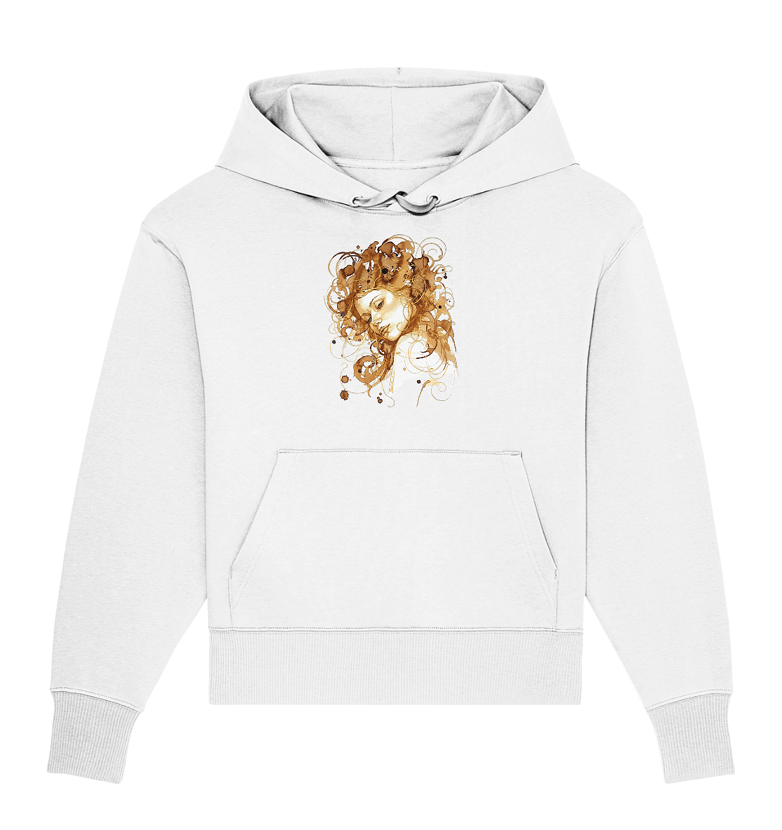 Kaffeemotiv Portrait mit goldenen Haaren - Organic Oversize Hoodie