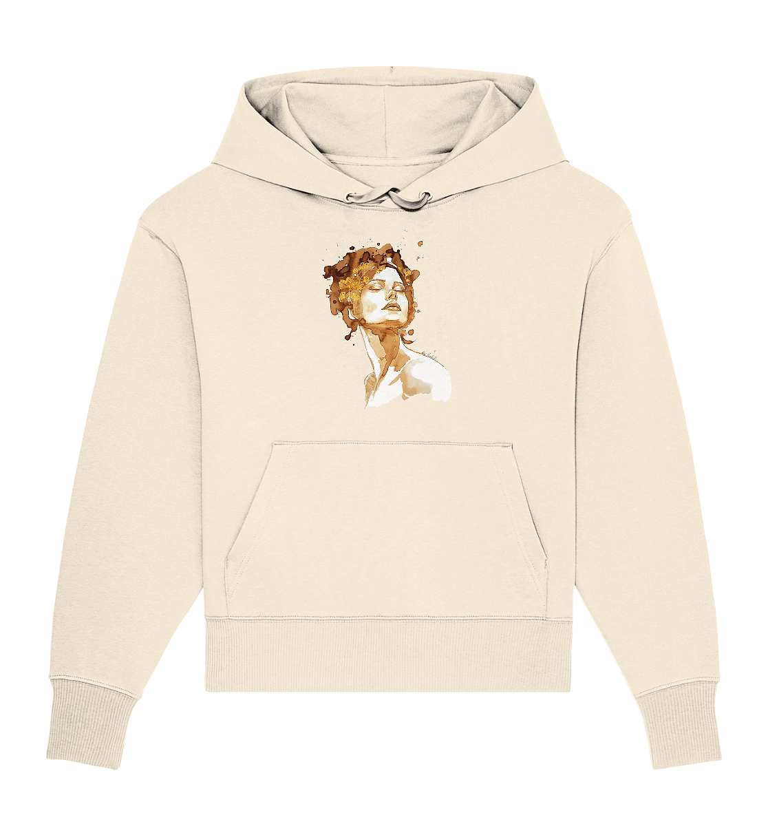 Kaffeemotiv Portrait mit Ginko - Organic Oversize Hoodie