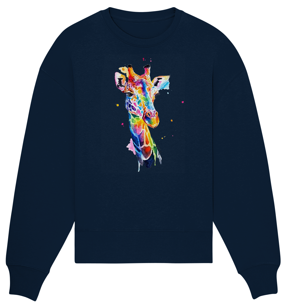 Motiv farbenfrohe Giraffe - Organic Oversize Sweatshirt