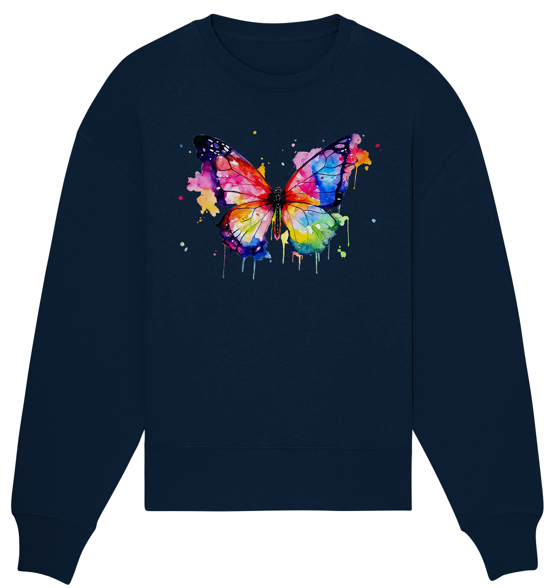 Motiv farbenfroher Schmetterling - Organic Oversize Sweatshirt