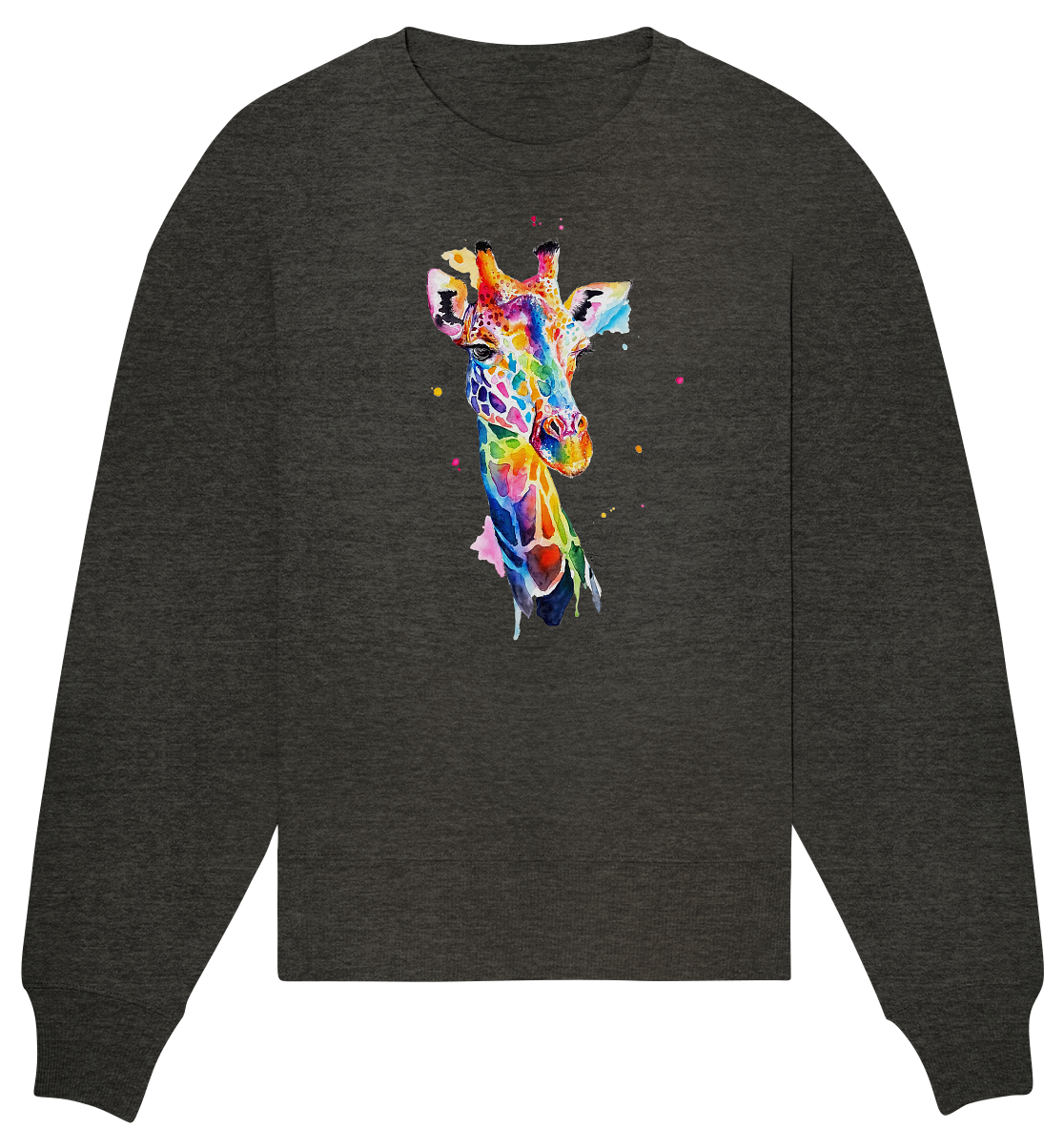 Motiv farbenfrohe Giraffe - Organic Oversize Sweatshirt