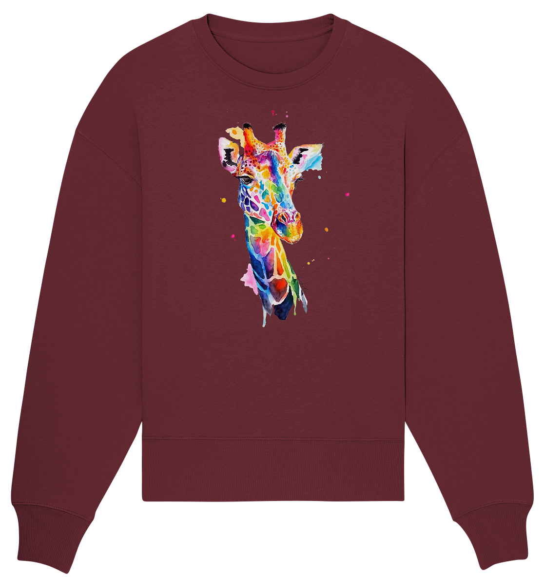 Motiv farbenfrohe Giraffe - Organic Oversize Sweatshirt