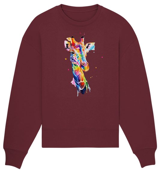 Motiv farbenfrohe Giraffe - Organic Oversize Sweatshirt