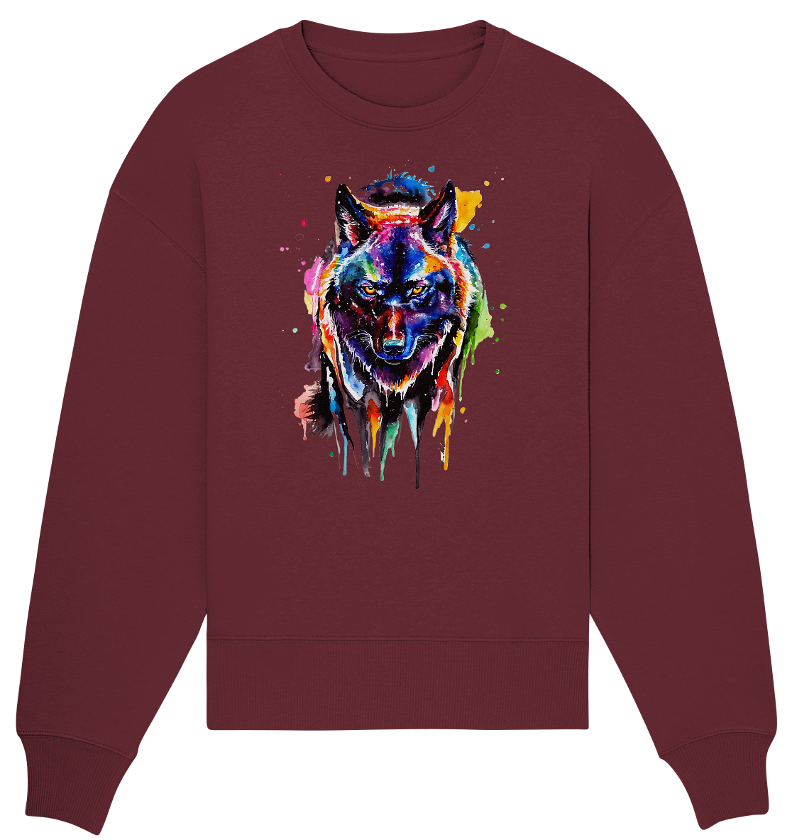 Bunter schwarzer Wolf - Organic Oversize Sweatshirt
