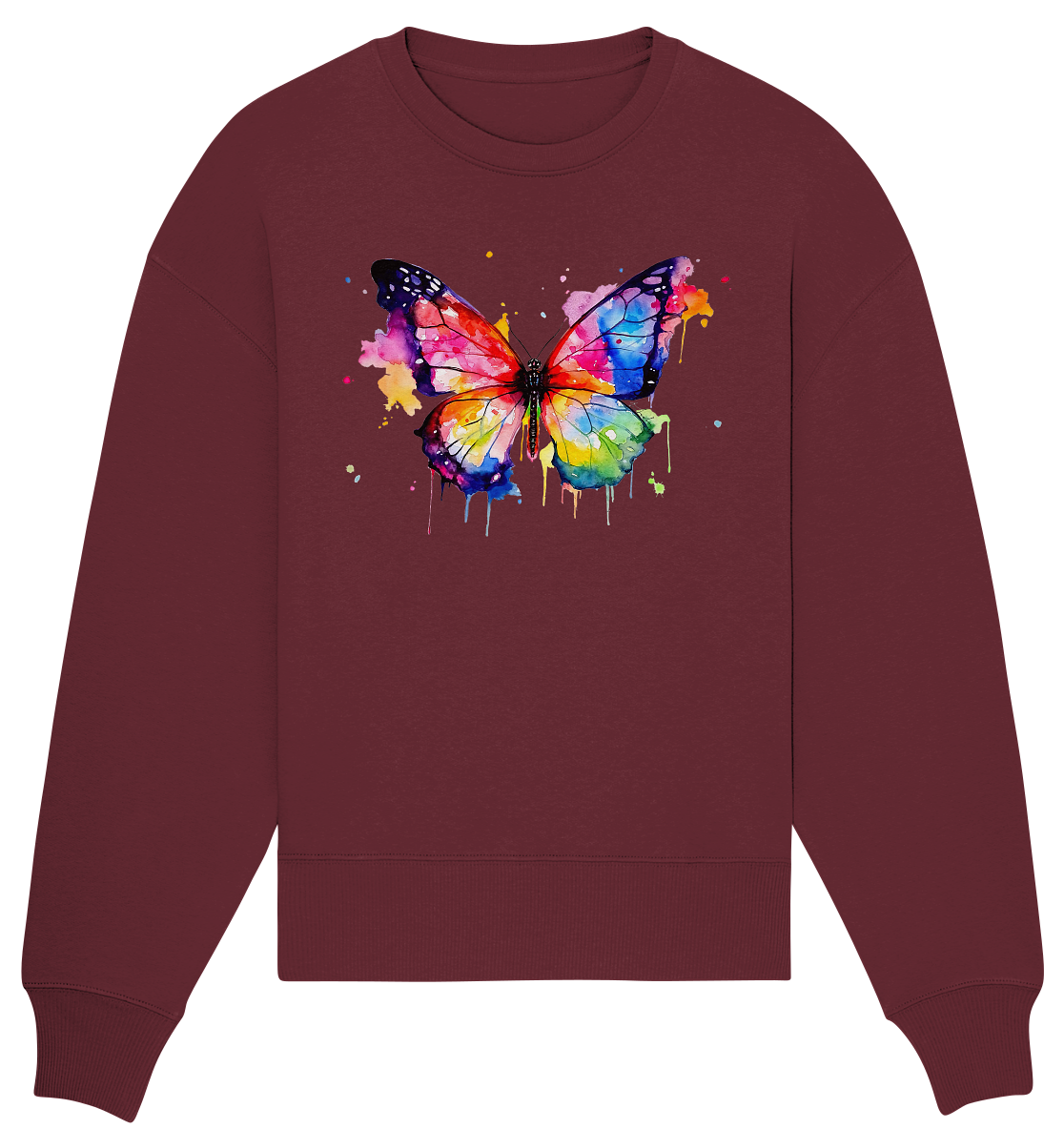 Motiv farbenfroher Schmetterling - Organic Oversize Sweatshirt