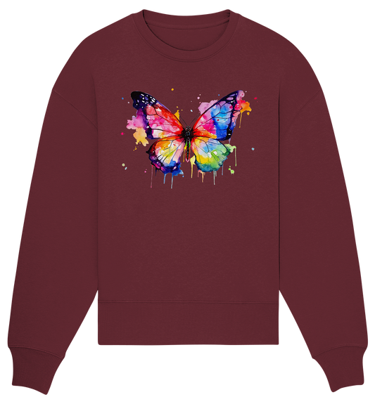 Motiv farbenfroher Schmetterling - Organic Oversize Sweatshirt