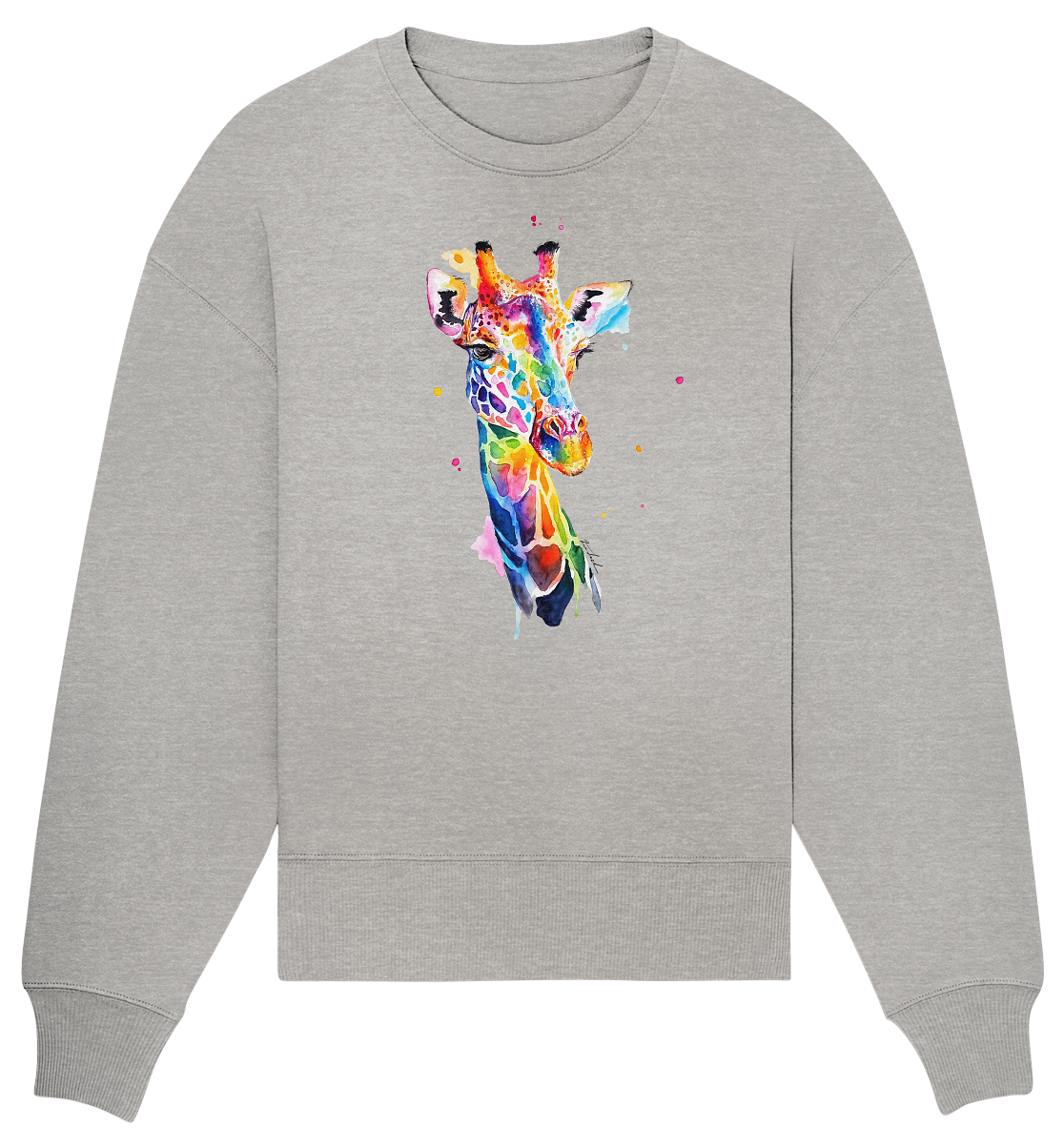 Motiv farbenfrohe Giraffe - Organic Oversize Sweatshirt