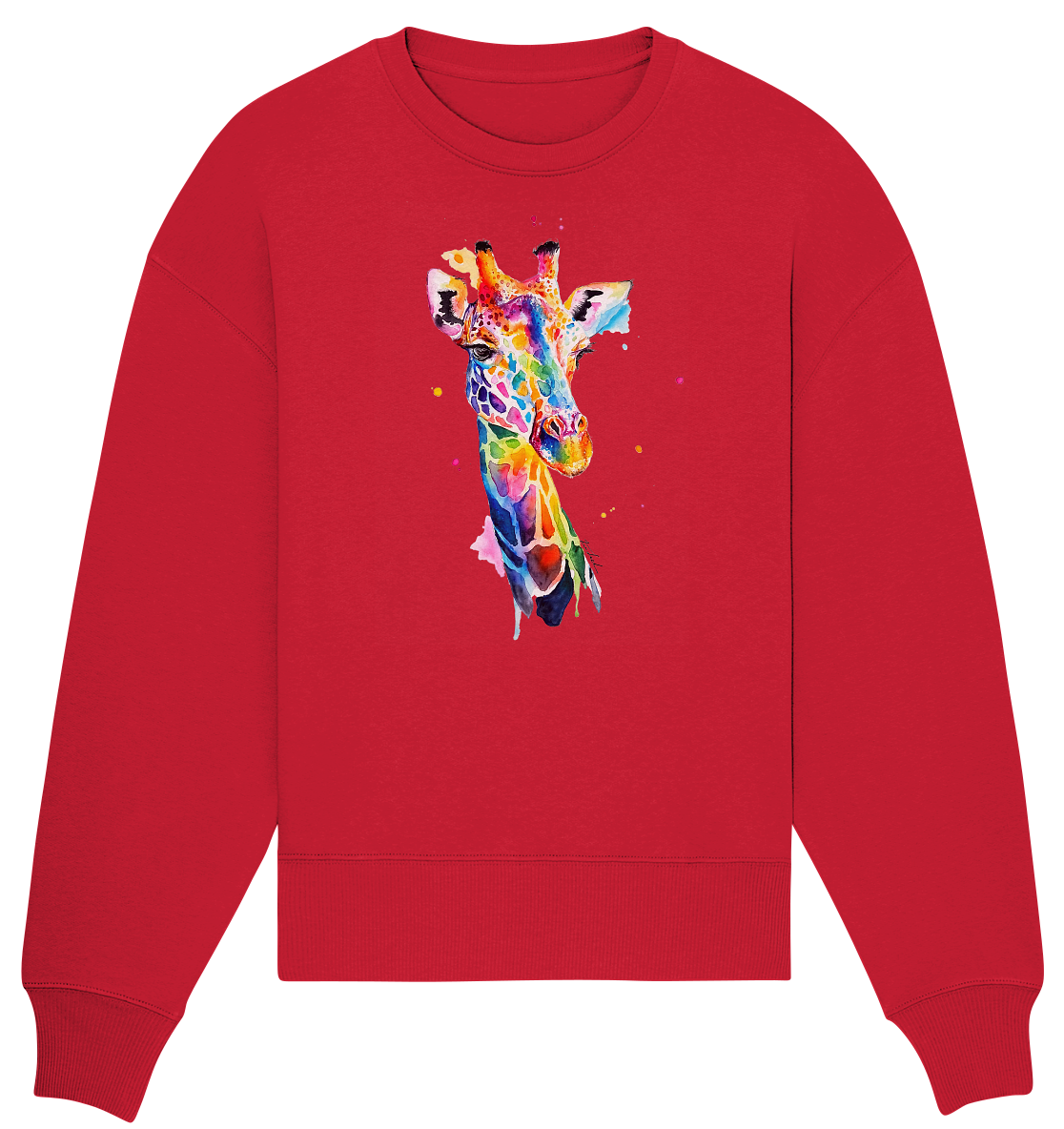 Motiv farbenfrohe Giraffe - Organic Oversize Sweatshirt