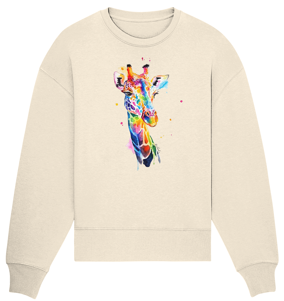 Motiv farbenfrohe Giraffe - Organic Oversize Sweatshirt