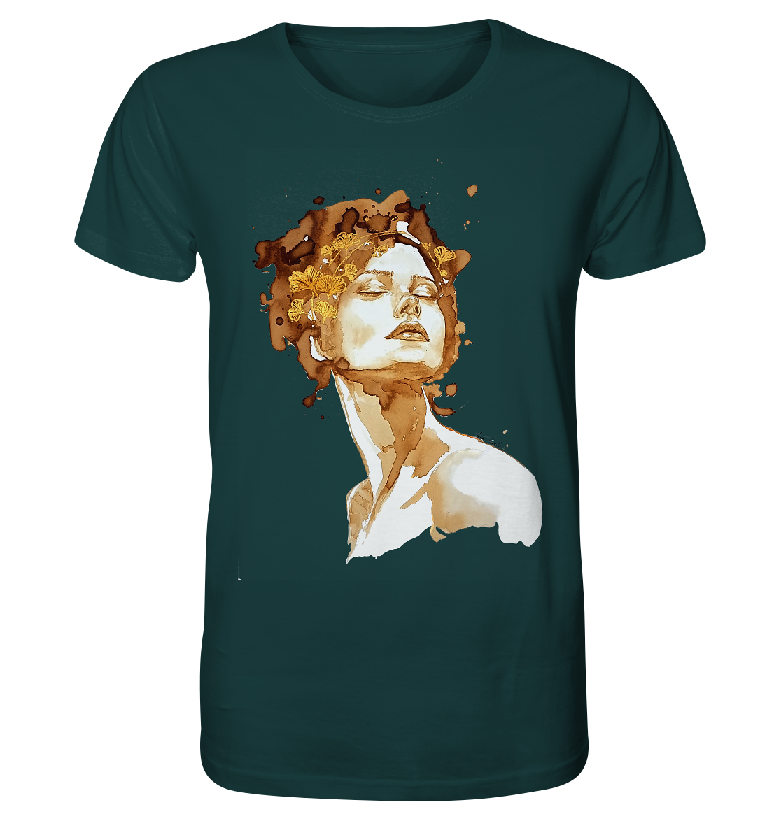 Kaffeemotiv Portrait mit Ginko - Organic Shirt