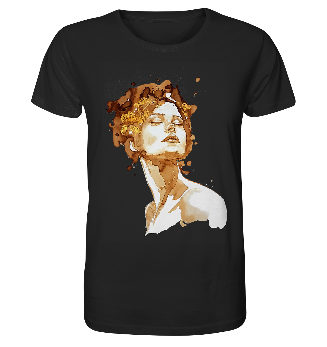 Kaffeemotiv Portrait mit Ginko - Organic Shirt