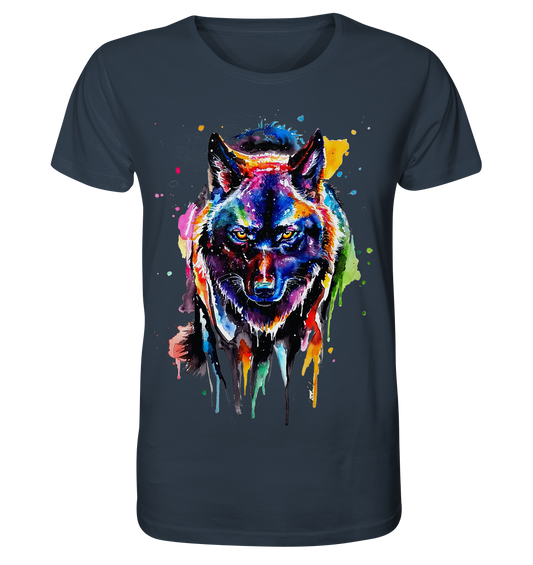 Bunter schwarzer Wolf - Organic Shirt