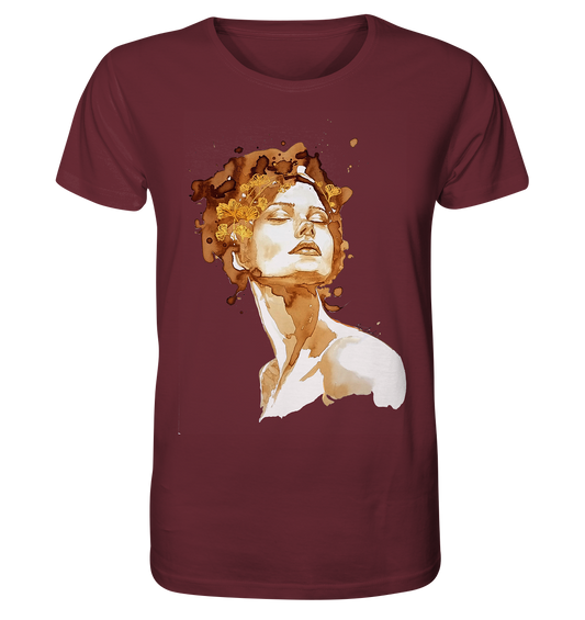 Kaffeemotiv Portrait mit Ginko - Organic Shirt