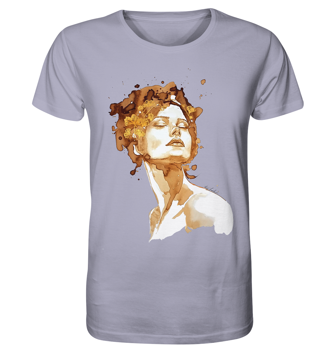 Kaffeemotiv Portrait mit Ginko - Organic Shirt