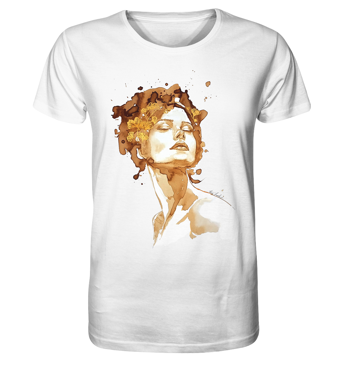 Kaffeemotiv Portrait mit Ginko - Organic Shirt