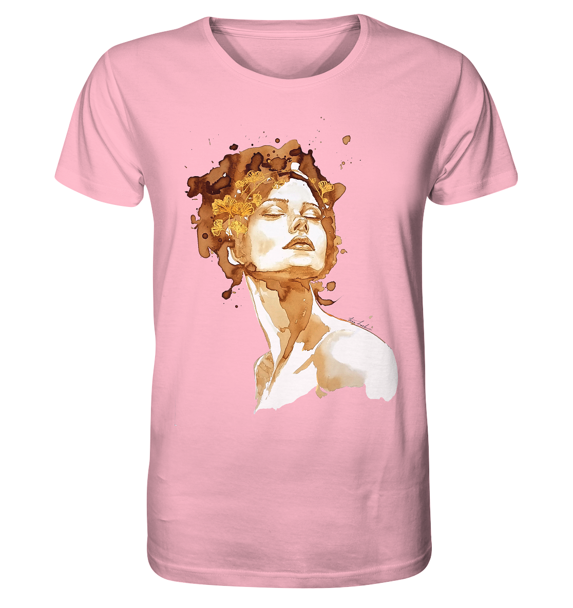 Kaffeemotiv Portrait mit Ginko - Organic Shirt