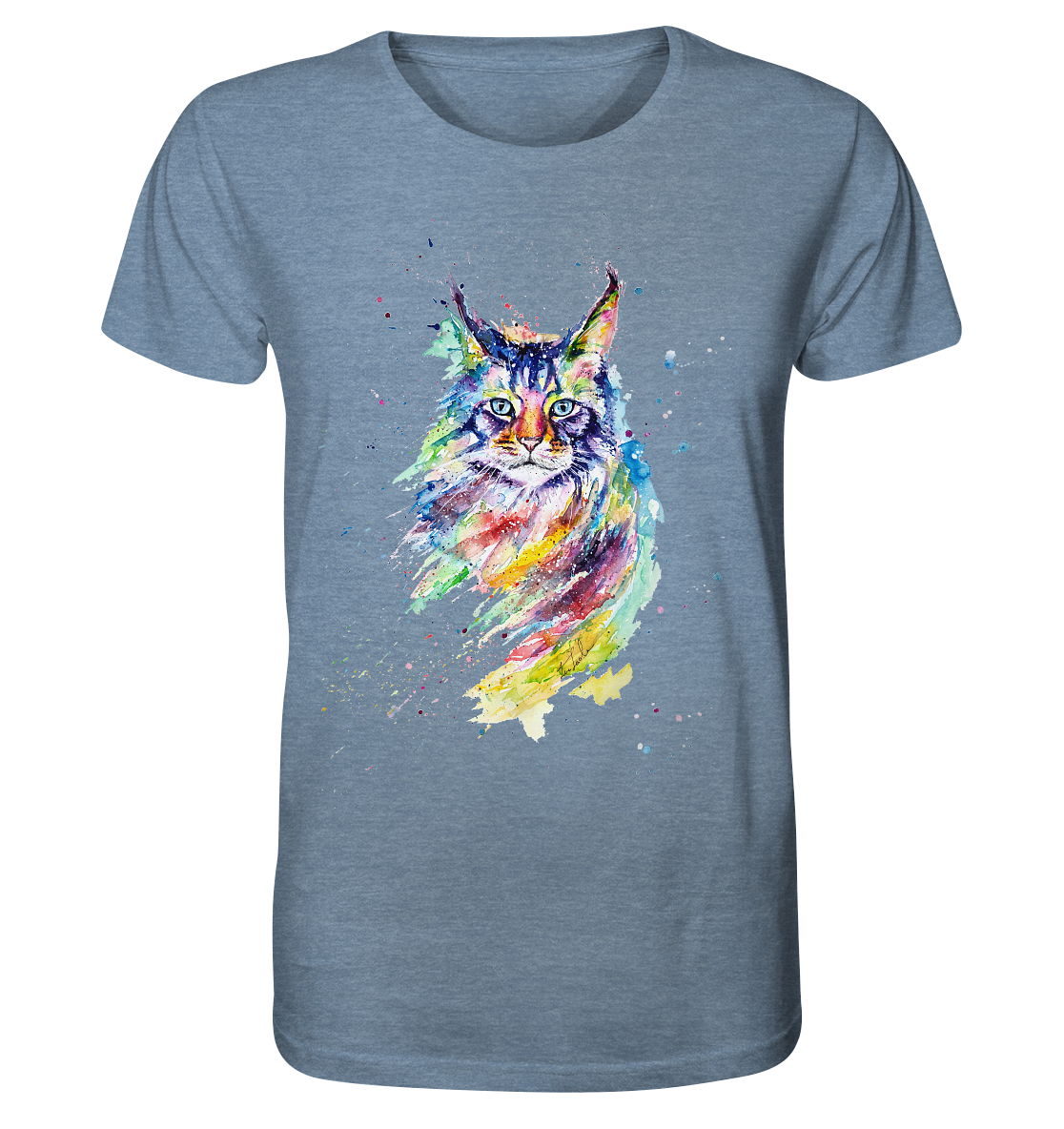 Bunte Katze - Organic Shirt (meliert)