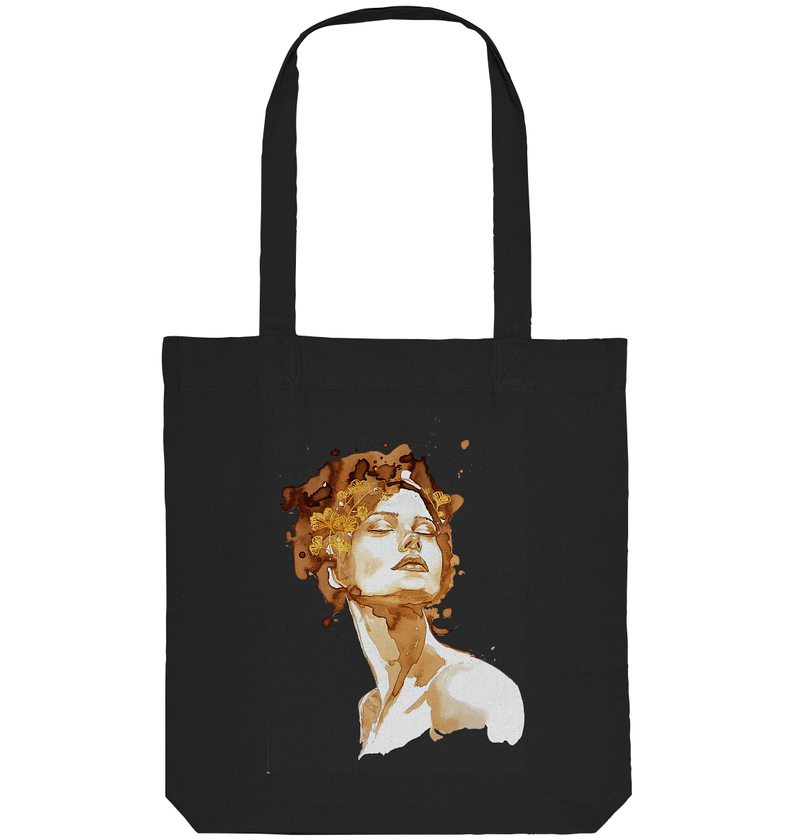 Kaffeemotiv Portrait mit Ginko - Organic Tote-Bag