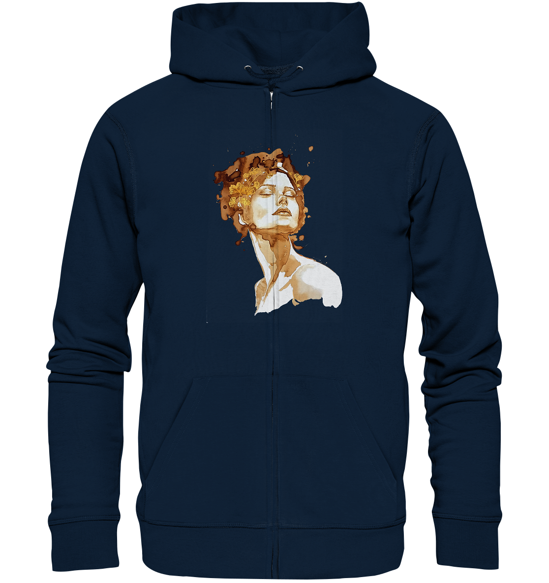 Kaffeemotiv Portrait mit Ginko - Organic Zipper