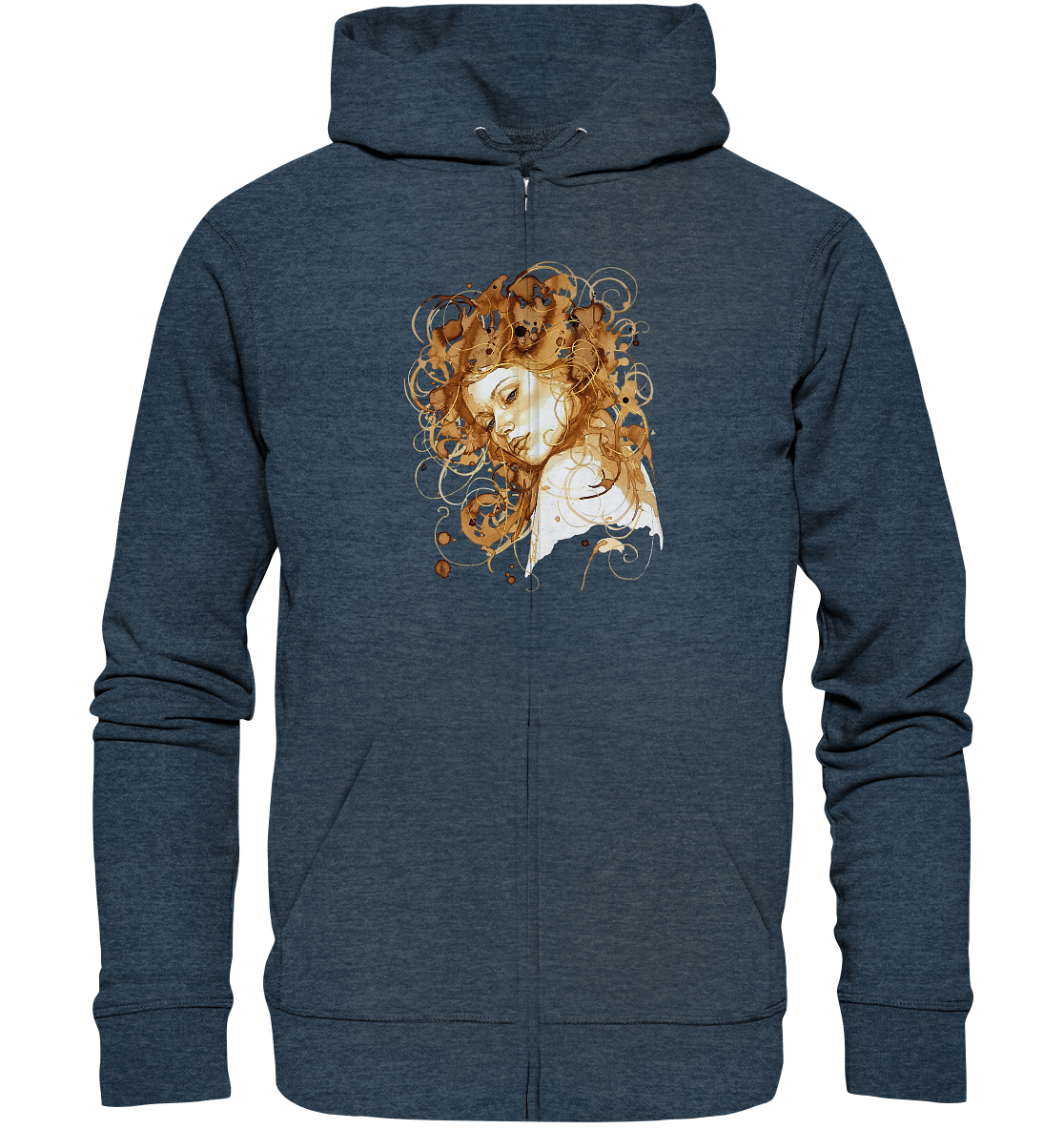 Kaffeemotiv Portrait mit goldenen Haaren - Organic Zipper