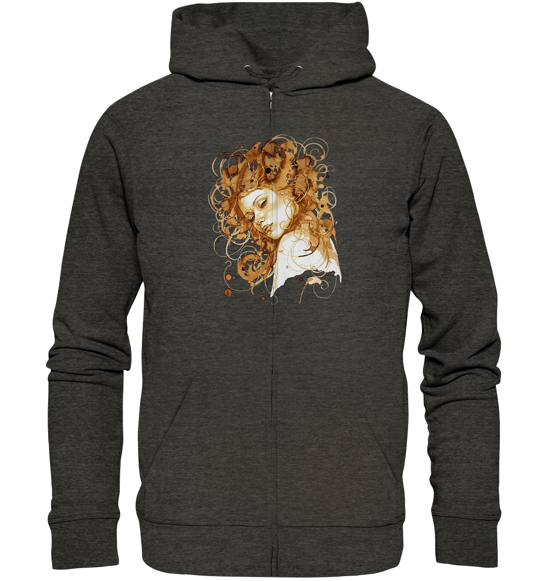 Kaffeemotiv Portrait mit goldenen Haaren - Organic Zipper