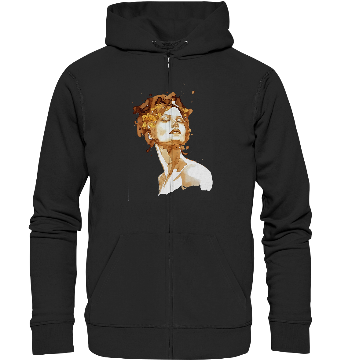 Kaffeemotiv Portrait mit Ginko - Organic Zipper