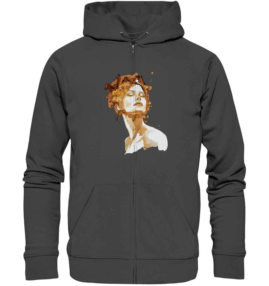 Kaffeemotiv Portrait mit Ginko - Organic Zipper