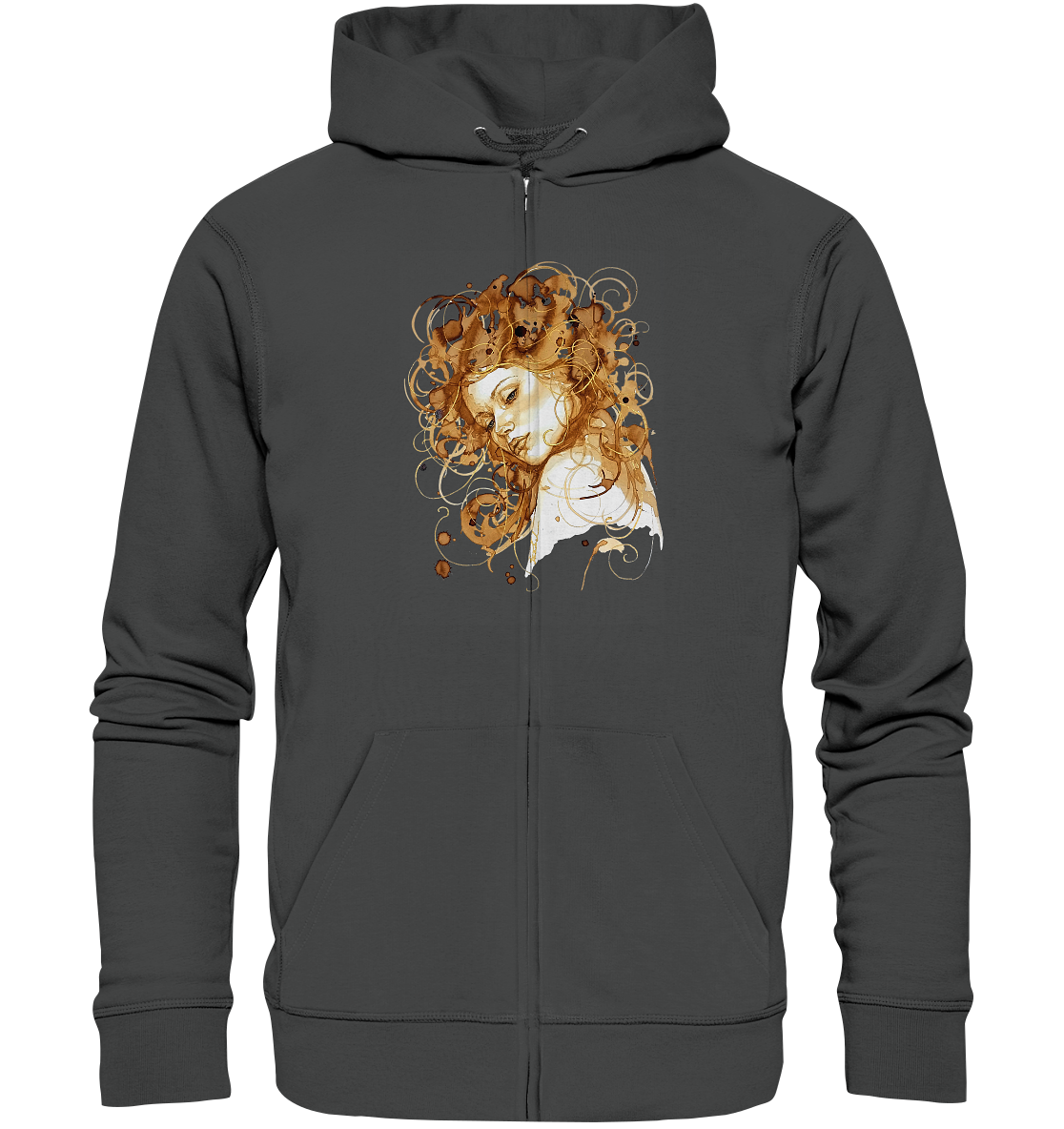 Kaffeemotiv Portrait mit goldenen Haaren - Organic Zipper