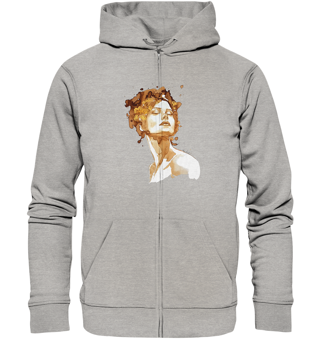 Kaffeemotiv Portrait mit Ginko - Organic Zipper