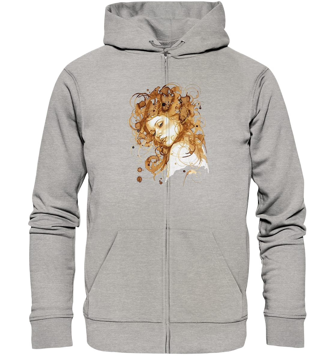 Kaffeemotiv Portrait mit goldenen Haaren - Organic Zipper