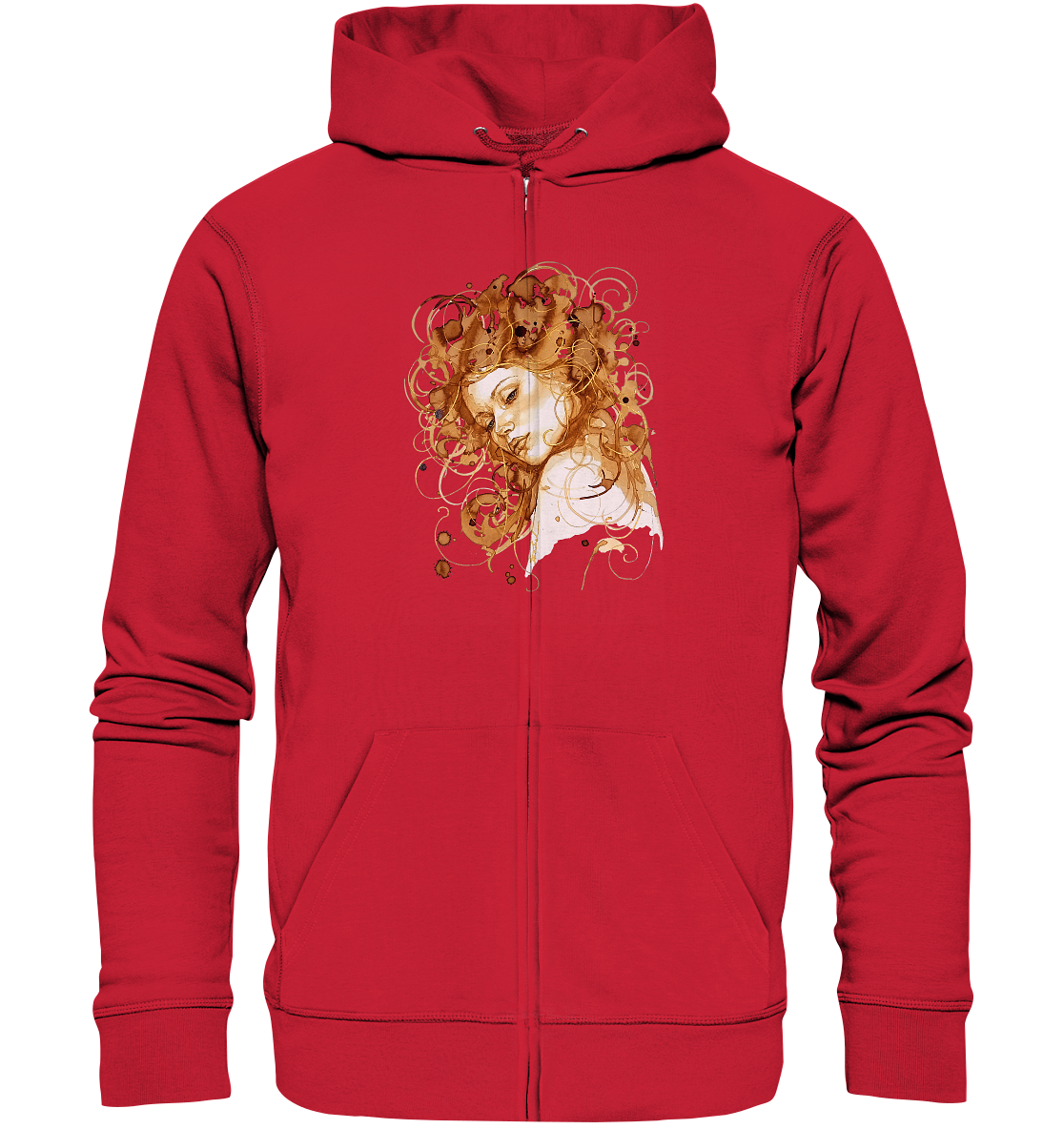 Kaffeemotiv Portrait mit goldenen Haaren - Organic Zipper